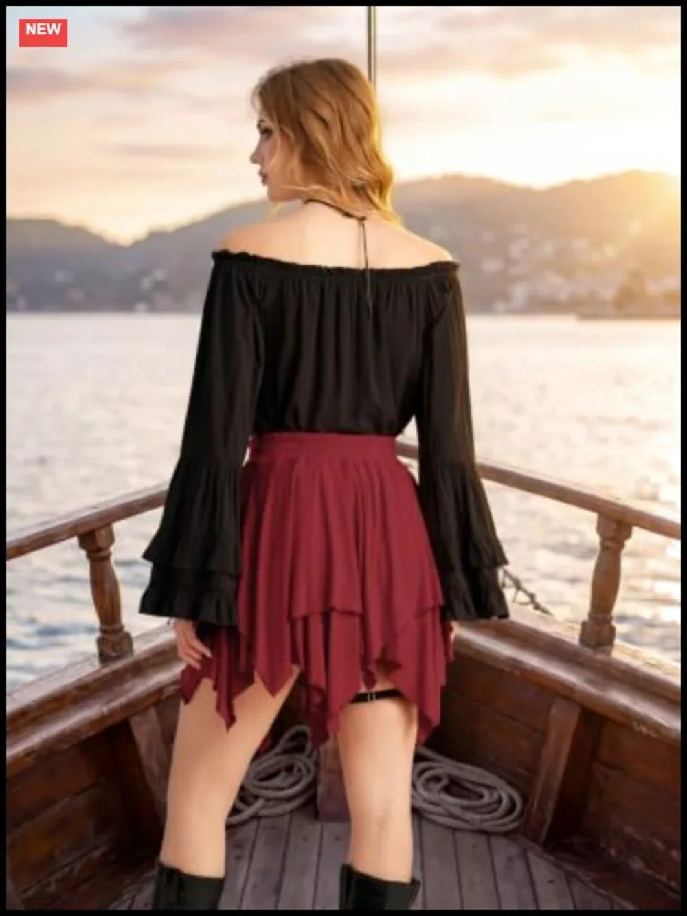 Renaissance Pirate Skirt Asymmetrical Handkerchief Hem High Waist Mini Skirt